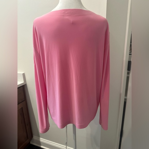 NORMA KAMALI • Long Sleeve Crew Neck Top in Pink • XS 34 - Picture 2 of 3